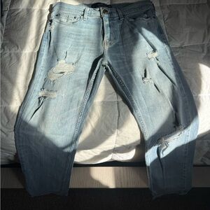 Hollister Men's Light Blue Ripped Jeans